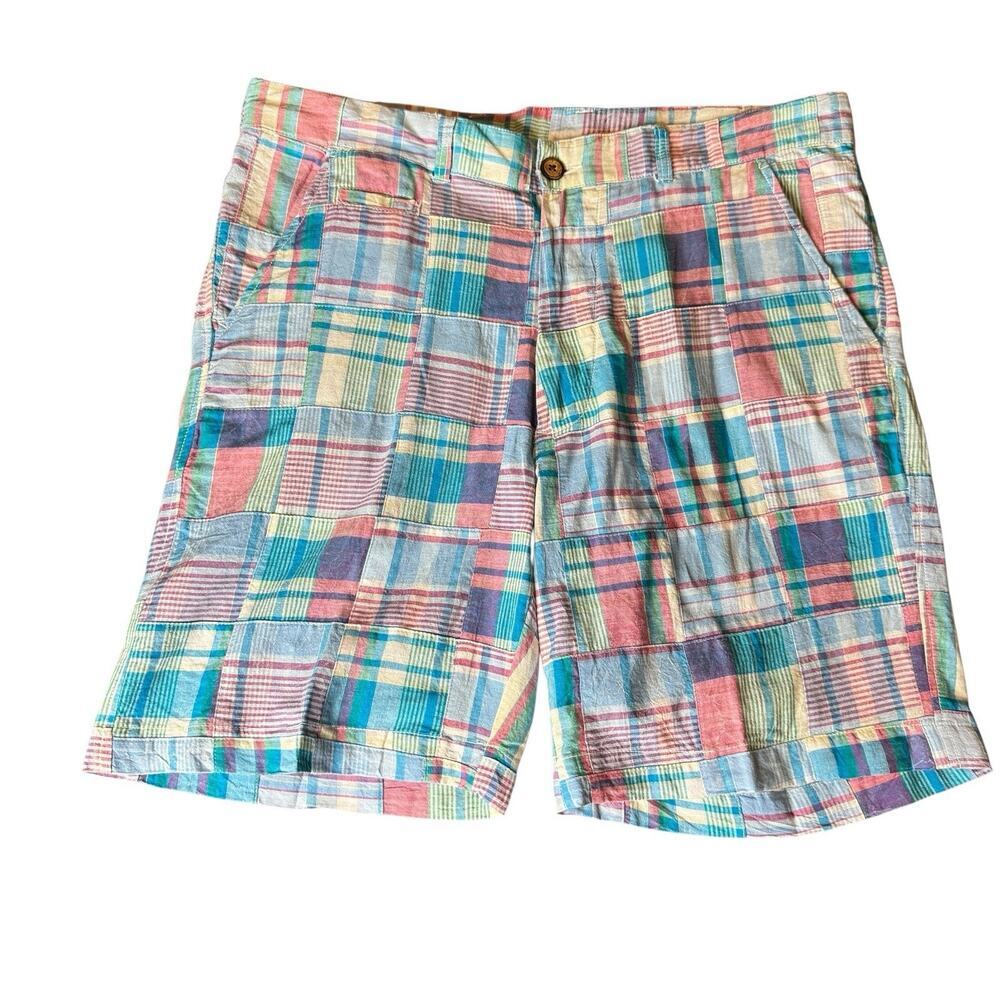 Charleston Threads Men's sz 38 Plaid Shorts Easter Colorful Blue Pink Cotton